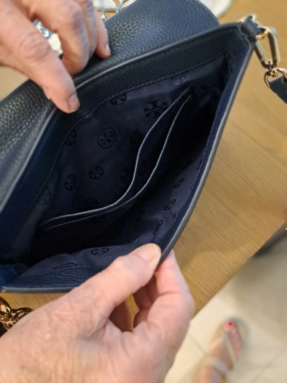 Tory Burch Navy Pebbled Leather Crossbody
